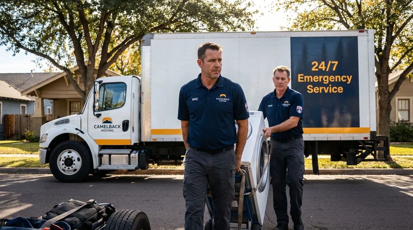 CamelBack Moving crew loading furniture in Ferris, TX