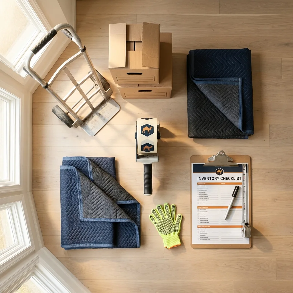 Professional moving supplies and packing materials layout for Ferris residential relocations